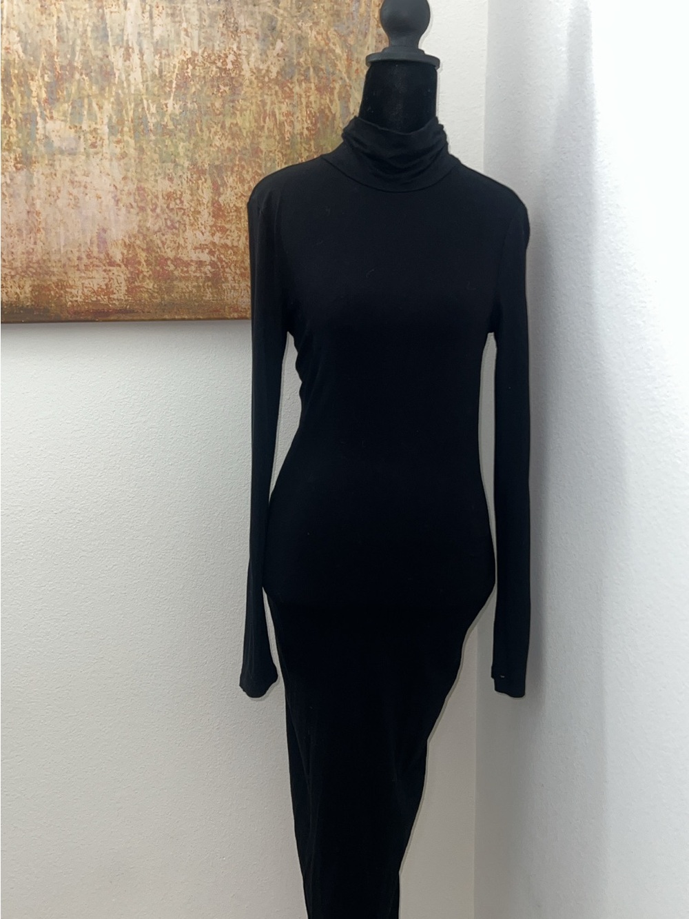 Forever 21 Black Long-Sleeve Turtleneck Maxi Dress